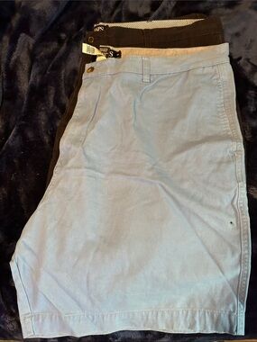 Chaps Men's Light Blue and Black Flat Front Shorts Set